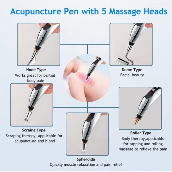 Acupuncture Pen, Electronic Pain Relief Therapy, 5-in-1 Merídiān Energy Pulse Massage Pen, USB Energy Pen, Pain Relief Tools, Gifts for Women & Men - Image 8