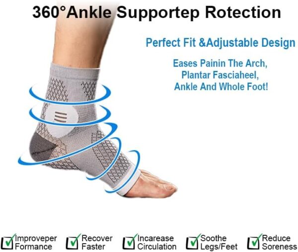 3 Pairs Neuropathy Socks for Women & Men,Nano Comprex Ankle Sleeves Protection Elastic Socks,Soothe Socks for Neuropathy Pain,Anti Fatigue Compression Foot Sleeve Brace Socks - Image 3