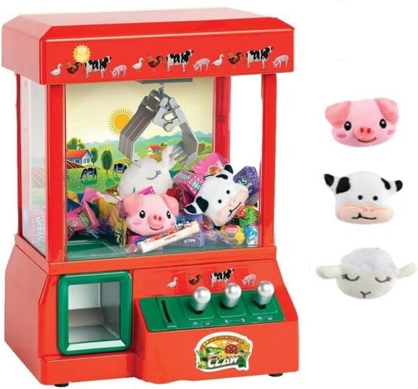 Electronic Arcade Claw Machine Mini Candy Prize Dispenser Game with 4 Plush Toys and Coins - Image 2